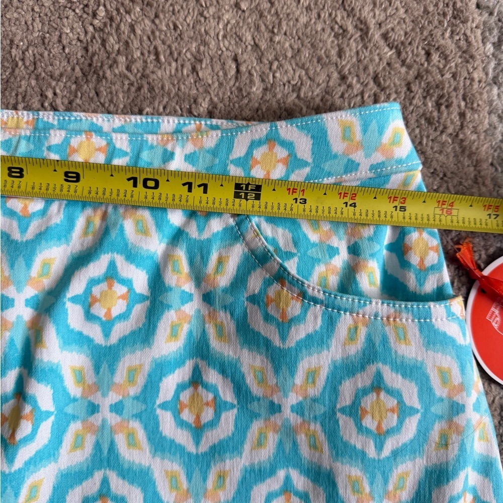 Hearts of Palm Blue and Yellow   - Lighten the Mood- Womens Petite Skort 8P - Picture 4 of 6